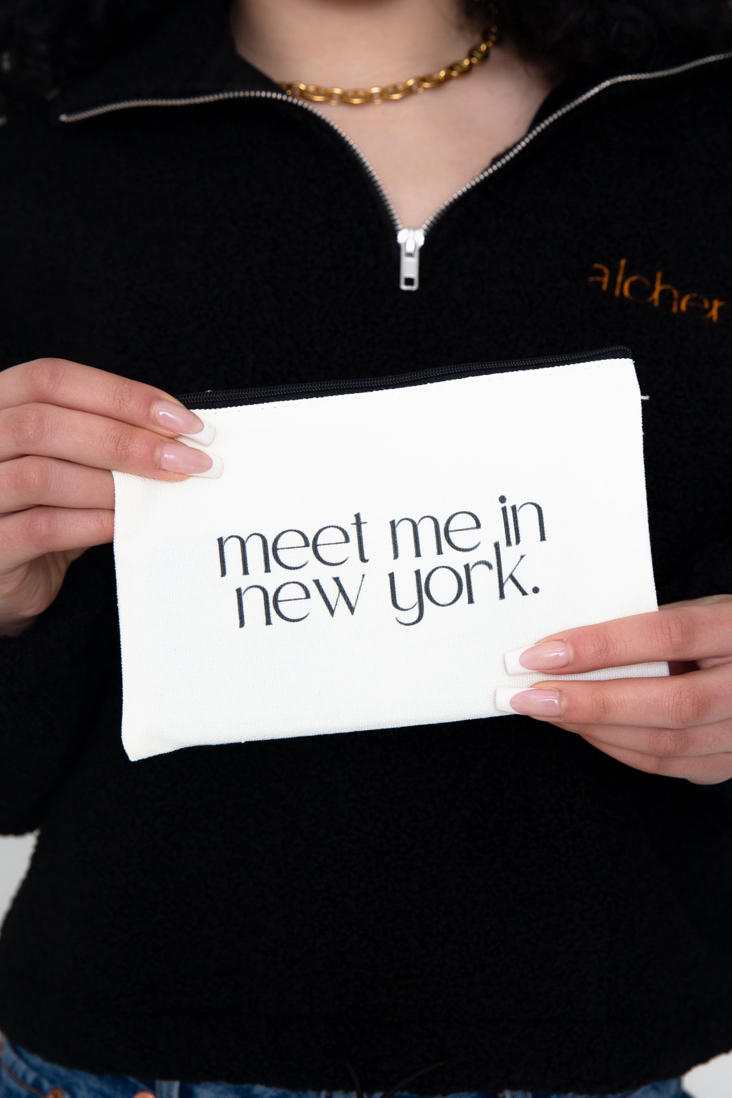 Meet Me in New York Canvas Zipper Pouch