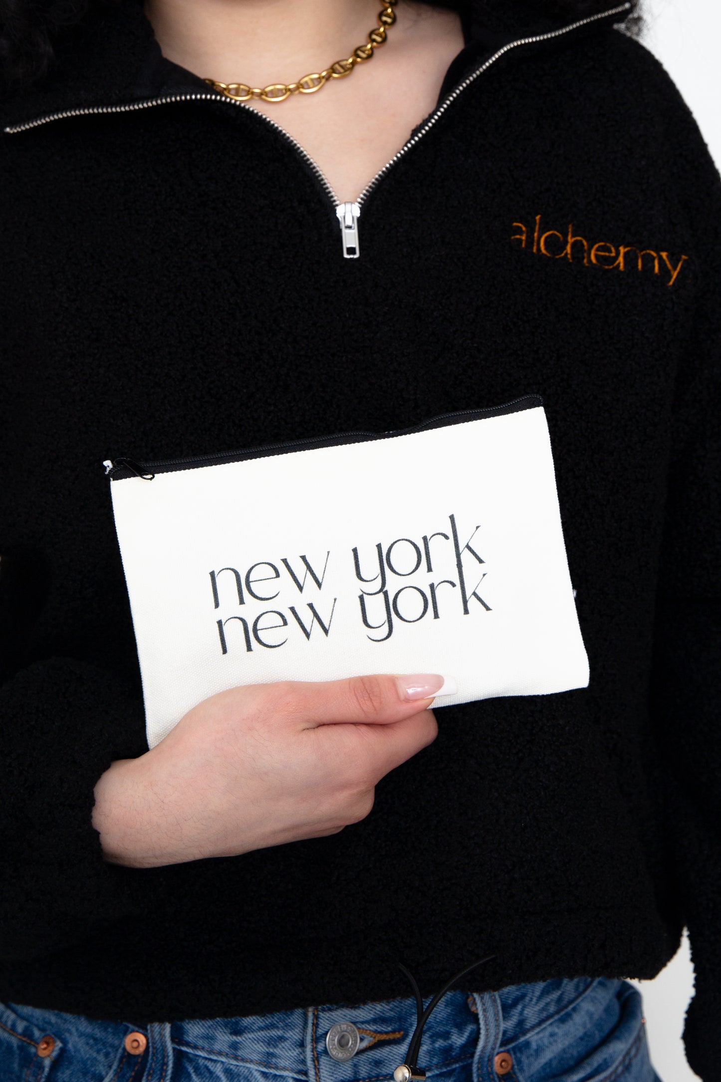 New York New York Canvas Zipper Pouch