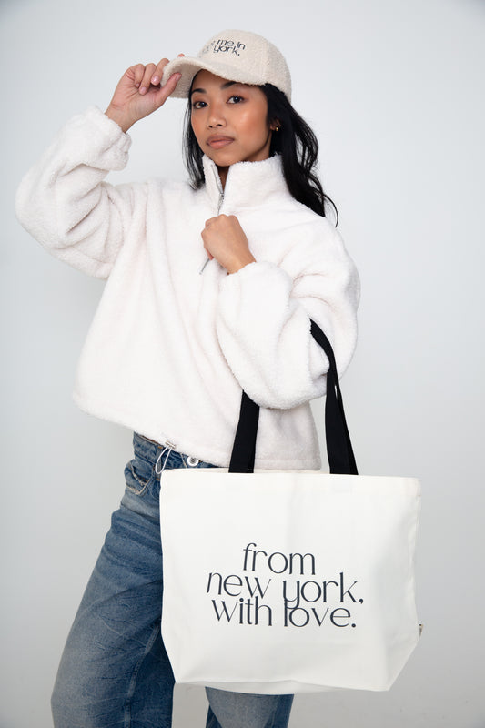 From New York with Love 16 oz Canvas Tote Bag
